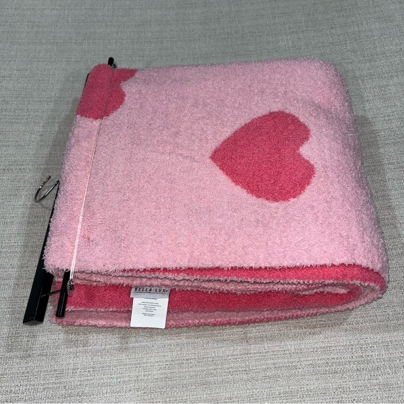 Valentines Pink Hearts Bella Lux Reversible Decorative Throw Blanket - Picture 5 of 7